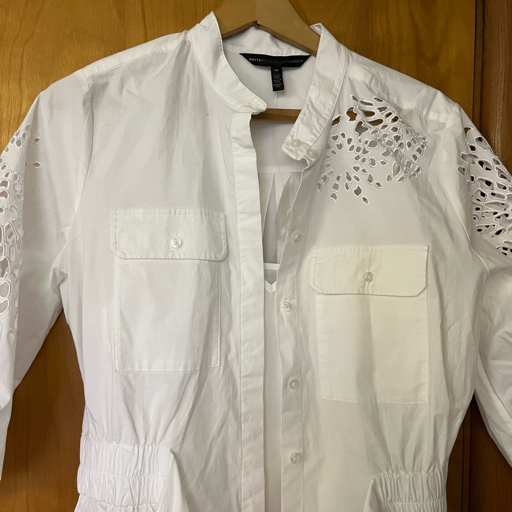 White House, Black market, white cotton eyelet dress or jacket. - Picture 4 of 6